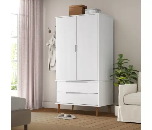 Skapis Molde, Balts, 90X55X175 Cm, Priedes Masīvkoks Vidaxl