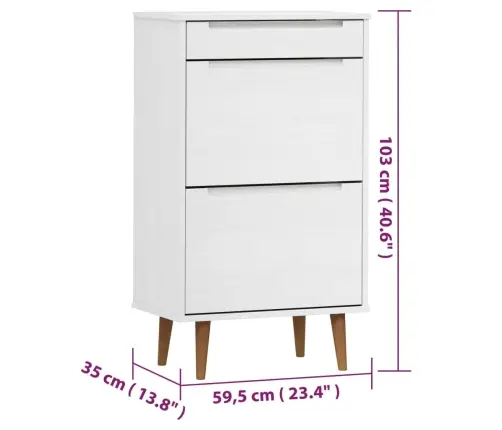 Batų Spintelė Molde, Balta, 59,5X35X103cm Pušies Masyvas