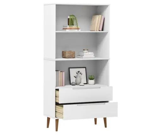 Raamatukapp "Molde", Valge, 85 X 35 X 170,5 cm Männipuit