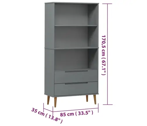 Raamatukapp "Molde", Hall, 85 X 35 X 170,5 cm Männipuit