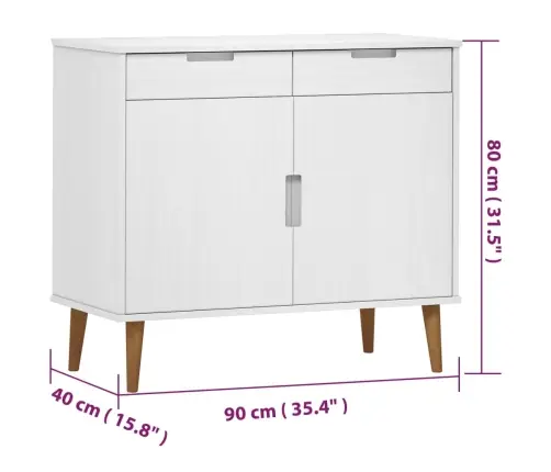 Puhvetkapp "Molde", Valge, 90 X 40 X 80 cm Männipuit