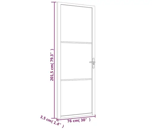 Iekšdurvis, 76X201,5 Cm, Melns Matēts Stikls Un Alumīnijs Vidaxl