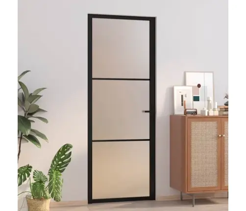 Iekšdurvis, 76X201,5 Cm, Melns Matēts Stikls Un Alumīnijs Vidaxl