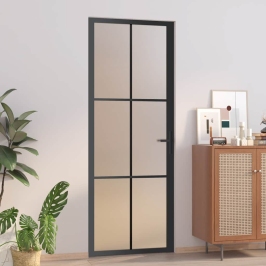 Vidaus Durys, Juodos, 76X201,5cm Matinis Stiklas Ir Aliuminis