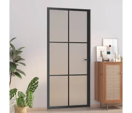 Iekšdurvis, 93X201,5 Cm, Melns Matēts Stikls Un Alumīnijs Vidaxl Iekšdurvis, 93X201,5 Cm, Melns Matēts Stikls Un Alumīnijs Vidaxl