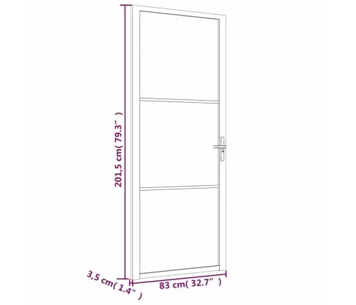 Siseuks, 83 X 201,5 cm Must, Esg-Klaas Ja Alumiinium
