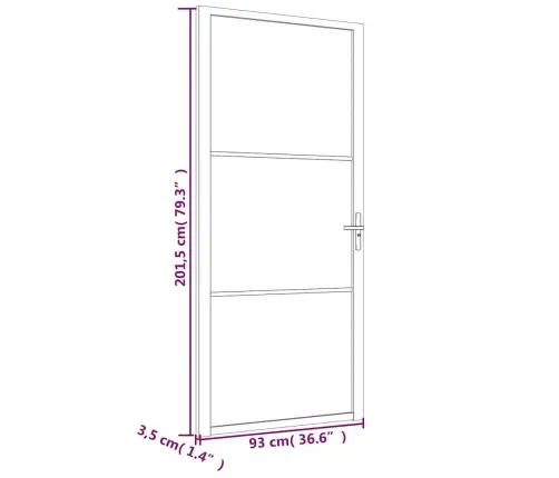 Vidaus Durys, Baltos, 93X201,5cm Esg Stiklas Ir Aliuminis