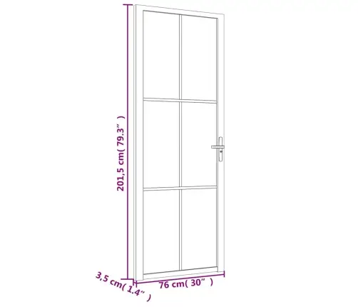 Siseuks, 76 X 201,5 cm Valge, Esg-Klaas Ja Alumiinium