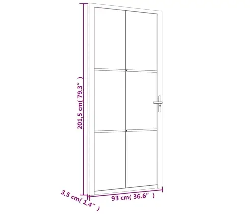 Iekšdurvis, 93X201,5 Cm, Baltas, Esg Stikls Un Alumīnijs Vidaxl