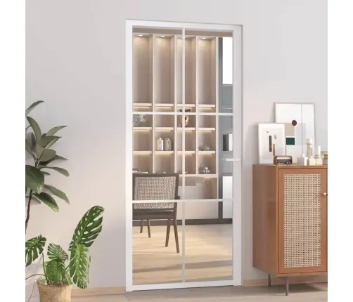 Iekšdurvis, 93X201,5 Cm, Baltas, Esg Stikls Un Alumīnijs Vidaxl