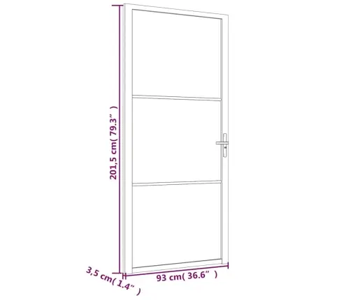 Iekšdurvis, 93X201,5 Cm, Baltas, Esg Stikls Un Alumīnijs Vidaxl