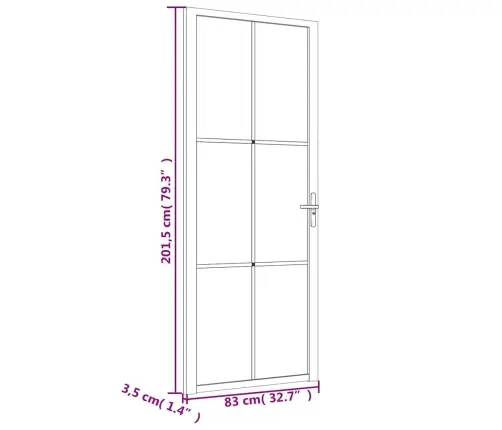 Vidaus Durys, Baltos, 83X201,5cm Esg Stiklas Ir Aliuminis