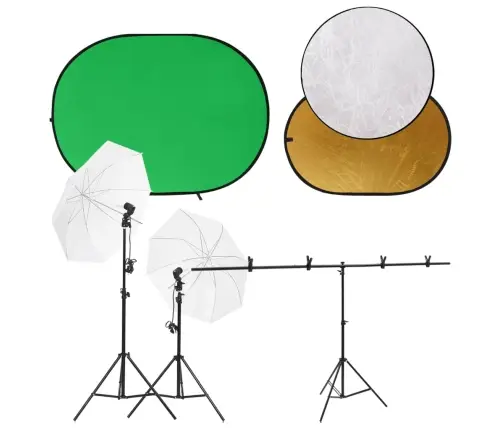 Fotostudijas Apgaismojuma Komplekts Ar Fonu Un Reflektoru Vidaxl