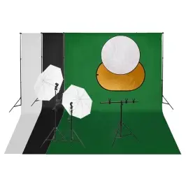 Fotostudijas Apgaismojuma Komplekts Ar Fonu Un Reflektoru Vidaxl