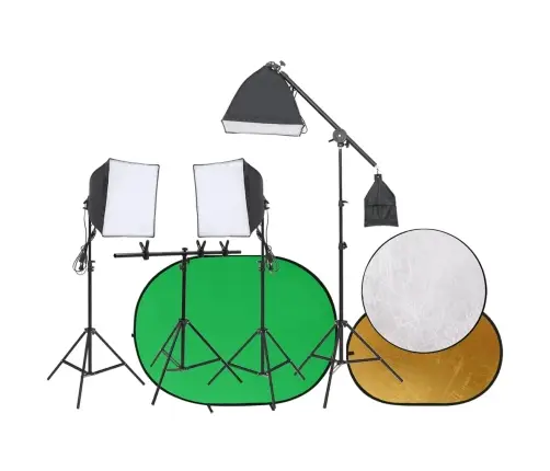 Fotostudijas Apgaismojuma Komplekts Ar Fonu Un Reflektoru Vidaxl