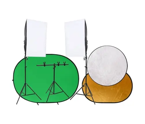Fotostuudio Komplekt Valgustuse, Taustaekraani Ja Peegeldiga