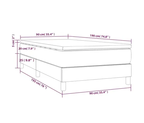 Lova Su Spyruoklėmis Ir Čiužiniu, Taupe, 90X190 cm Audinys