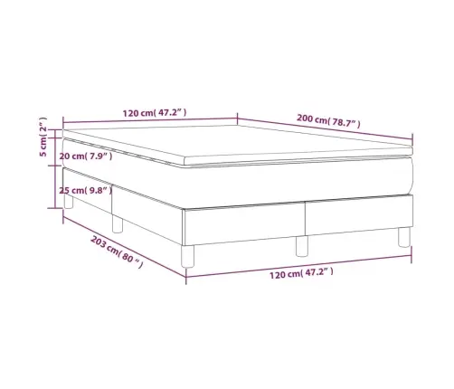 Atsperu Gulta Ar Matraci, Tumši Pelēka Audums, 120X200Cm Vidaxl