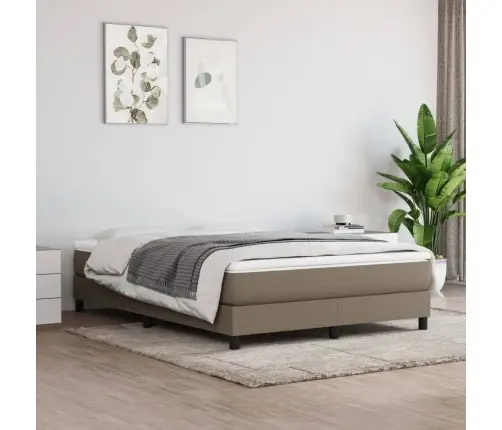 Atsperu Gulta Ar Matraci, Pelēkbrūns, 140X200 Cm, Audums Vidaxl