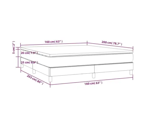 Atsperu Gulta Ar Matraci, Krēmkrāsas, 160X200 Cm, Audums Vidaxl