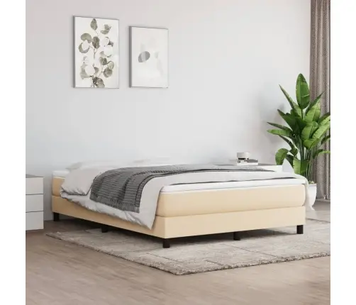 Atsperu Gulta Ar Matraci, Krēmkrāsas, 160X200 Cm, Audums Vidaxl