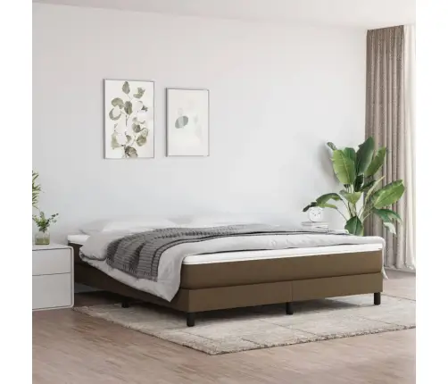 Atsperu Gulta Ar Matraci, Tumši Brūns, 180X200 Cm, Audums Vidaxl