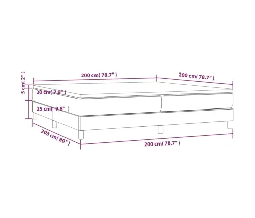 Atsperu Gulta Ar Matraci, Tumši Pelēka Audums, 200X200Cm Vidaxl