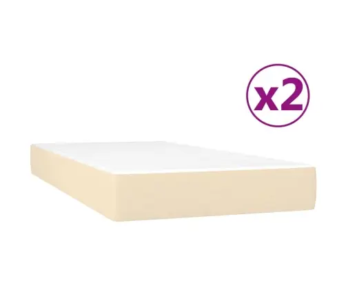 Atsperu Gultas Rāmis Ar Matraci, Krēmkrāsas Audums, 200X200 Cm Vidaxl