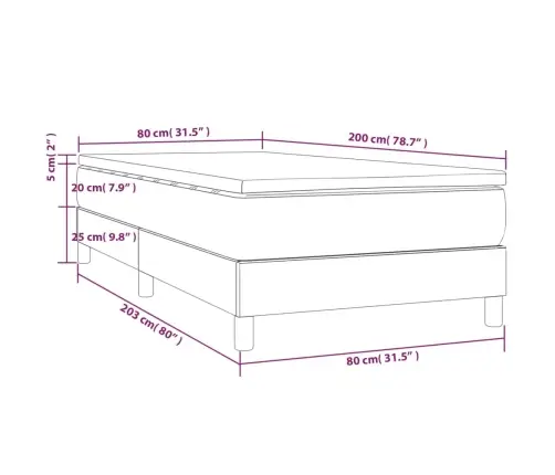 Atsperu Gultas Rāmis Ar Matraci, Zils, 80X200 Cm, Audums Vidaxl