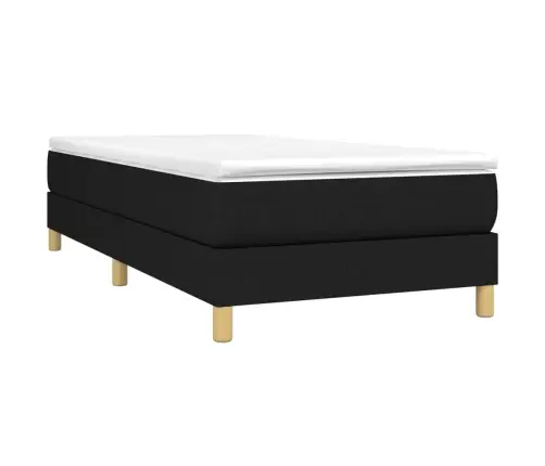 Lova Su Spyruoklėmis Ir Čiužiniu, Juoda, 90X190 cm Audinys