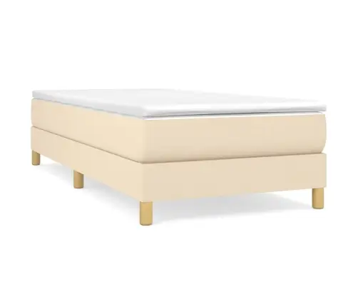 Lova Su Spyruoklėmis Ir Čiužiniu, Kreminė, 90X200 cm Audinys