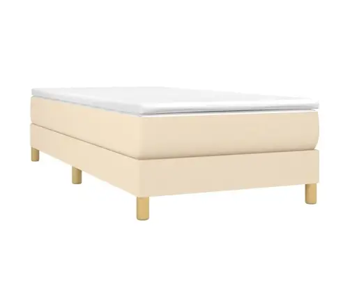 Lova Su Spyruoklėmis Ir Čiužiniu, Kreminė, 100X200cm Audinys