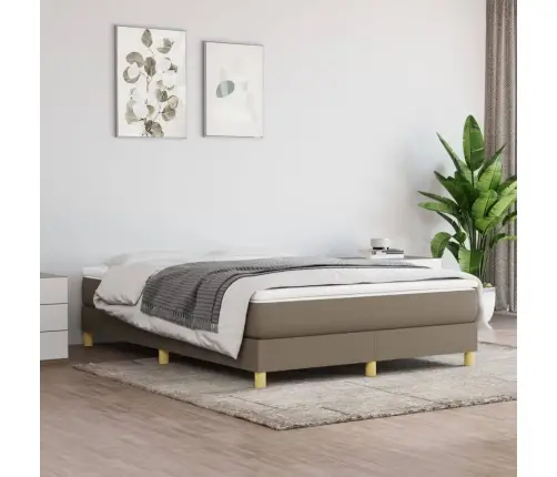 Atsperu Gulta Ar Matraci, Pelēkbrūns, 140X200 Cm, Audums Vidaxl