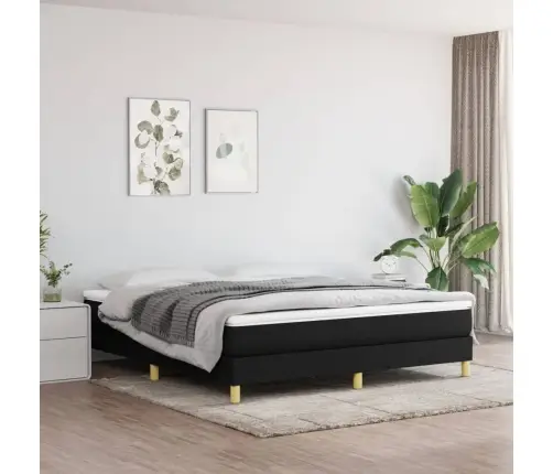 Atsperu Gulta Ar Matraci, Melns, 180X200 Cm, Audums Vidaxl