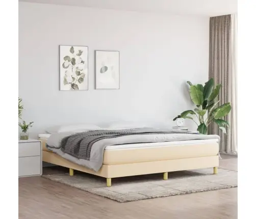Lova Su Spyruoklėmis Ir Čiužiniu, Kreminė, 180X200 cm Audinys Lova Su Spyruoklėmis Ir Čiužiniu, Kreminė, 180X200 cm Audinys
