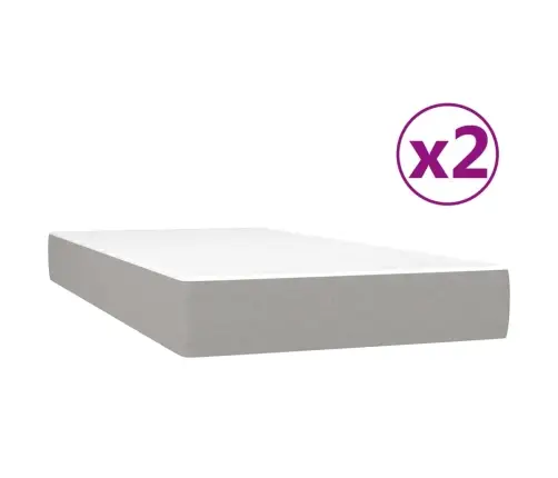 Atsperu Gulta Ar Matraci, Gaiši Pelēka Audums, 200X200Cm Vidaxl