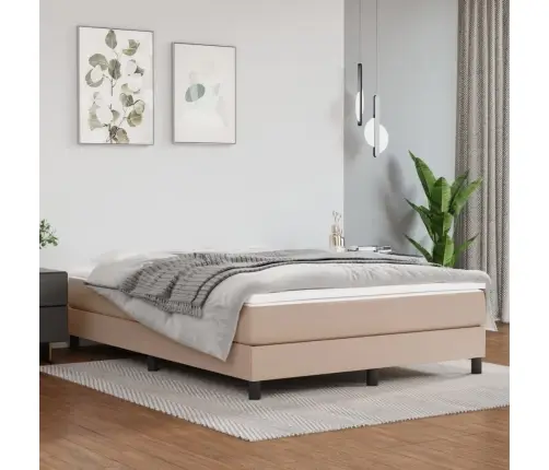 Lova Su Spyruoklėmis/Čiužiniu, Kapučino,140X190cm Dirbtinė Oda