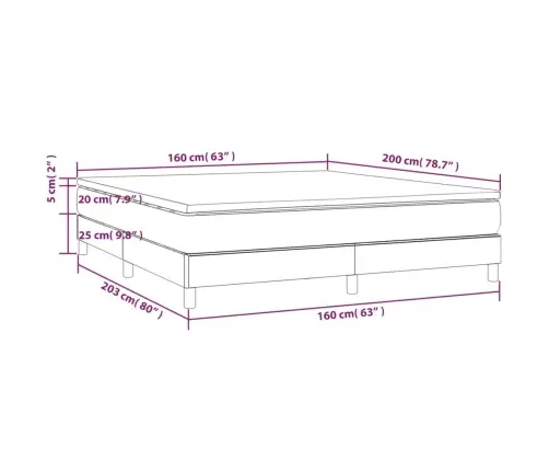Atsperu Gulta Ar Matraci, Kapučīno, 160X200 Cm, Mākslīgā Āda Vidaxl