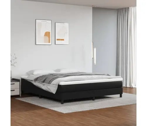 Atsperu Gulta Ar Matraci, Melna, 180X200 Cm, Mākslīgā Āda Vidaxl