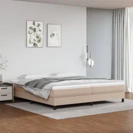 Atsperu Gulta Ar Matraci, Kapučīno, 200X200 Cm, Mākslīgā Āda Vidaxl