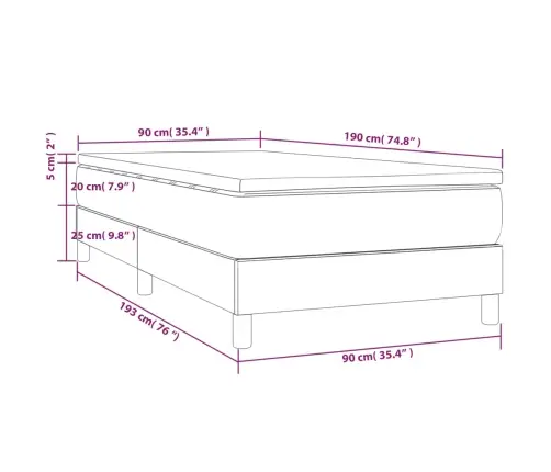 Atsperu Gulta Ar Matraci, Tumši Zils Samts, 90X190 Cm Vidaxl