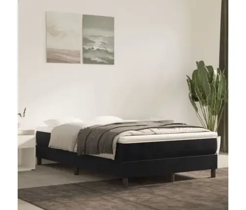 Atsperu Gulta Ar Matraci, Melna Samts, 120X200 Cm Vidaxl