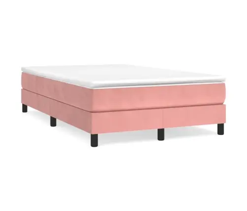 Lova Su Spyruoklėmis Ir Čiužiniu, Rožinė, 120X200cm Aksomas