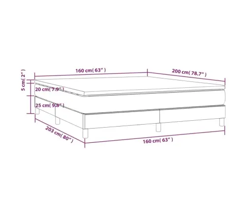 Atsperu Gulta Ar Matraci, Tumši Pelēka Samts, 160X200 Cm Vidaxl
