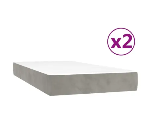 Lova Su Spyruoklėmis Ir Čiužiniu, Pilka, 200X200 cm Aksomas