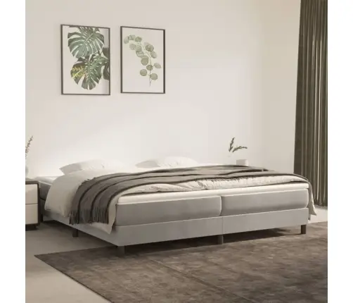 Lova Su Spyruoklėmis Ir Čiužiniu, Pilka, 200X200 cm Aksomas