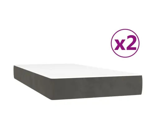 Lova Su Spyruoklėmis Ir Čiužiniu, Pilka, 200X200 cm Aksomas