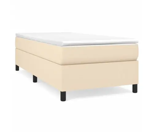 Atsperu Gulta Ar Matraci, Krēmkrāsas, 90X190 Cm, Audums Vidaxl