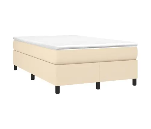 Atsperu Gultas Rāmis Ar Matraci, Krēmkrāsas, 120X200 Cm, Audums Vidaxl