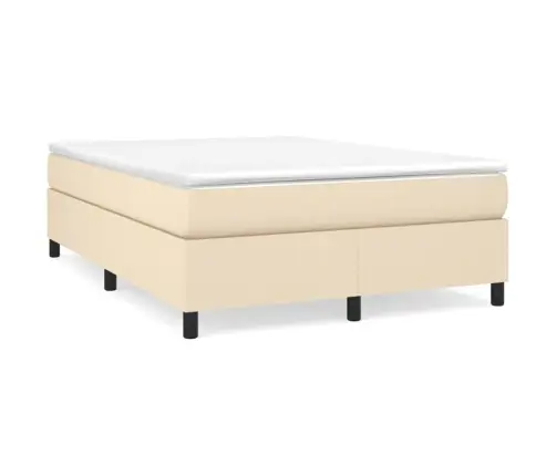 Atsperu Gulta Ar Matraci, Krēmkrāsas Audums, 140X190 Cm Vidaxl